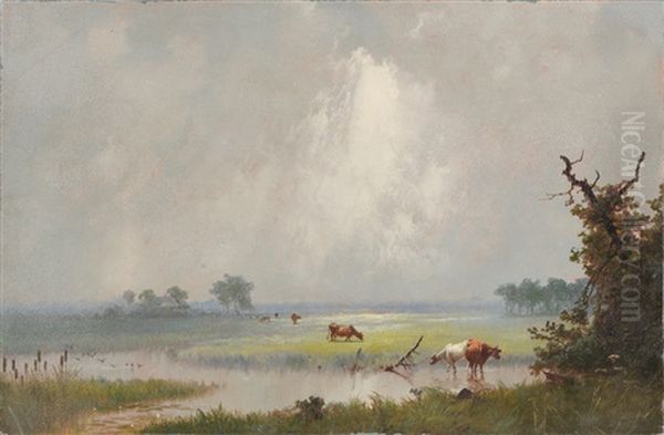 Cows By Stream - view 1