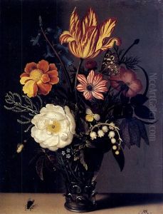 Nature Morte Au Bouquet De Roses, Tulips Et Muguet Dans Un Verre Roemer by Ambrosius Bosschaert the Elder