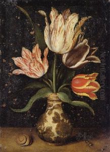 A Still Life Of Tulips In A Wan-li Porcelain Vase A Still Life Of Tulips In A Wan-li Porcelain Vase