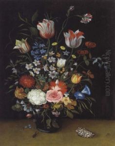 Blumenstraus In Einer Glasvase by Ambrosius Bosschaert the Elder
