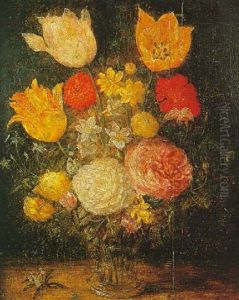 Nature Morte Au Bouquet De Fleurs Dans Un Vase En Verre Sur Un Entablement by Ambrosius Bosschaert the Elder