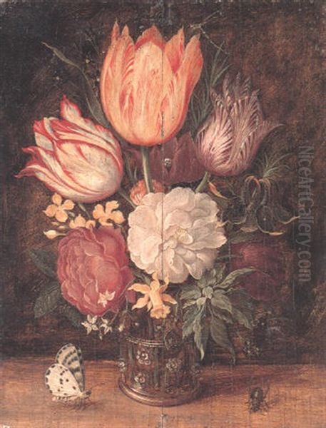 Still Life Of Tulips, Anemone, Marigold And Other Flowers - view 1