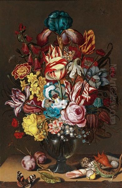 A Still Life Of Flowers With Shells - view 1