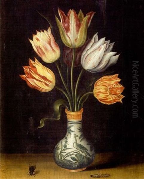 Bouquet De Tulipes Dans Un Vase, Avec Insectes - view 1
