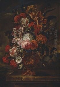 Bouquet De Fleurs Sur Un Entablement by Jan-Baptiste Bosschaert