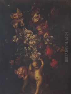 Bouquet De Fleurs Et Putti