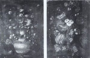 Still Life Of Tulips, Roses And Other Flowers In A Sculpted Vase by Jan-Baptiste Bosschaert