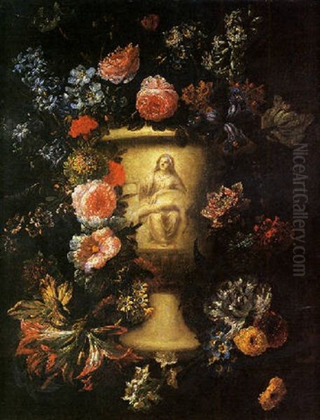 Fleurs Dans Un Vase Sculpte - view 1