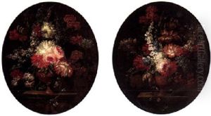 Still Lifes Of Roses, Carnations, Tulips And Other Flowers In A Vase Upon A Stone Path Still Lifes Of Roses, Carnations, Tulips And Other Flowers In A Vase Upon A Stone Path