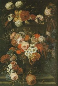 Nature Morte Au Vase De Fleurs Sur Un Entablement De Marbre by Jan-Baptiste Bosschaert