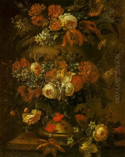 Still Life Of Flowers Decorating An Urn - view 1