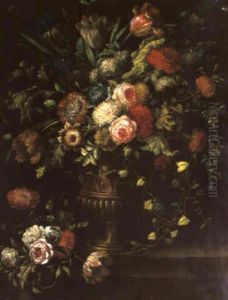 Ein Straus Von Rosen, Tulpen, Schneeballen Und Anderen Blumen