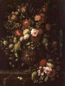 Ein Straus Von Rosen, Tulpen, Schneeballen Und Anderen Blumen