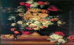 Guirlandes De Fleurs Entourant Un Vase, Sculpte D'amours Peintres by Jan-Baptiste Bosschaert