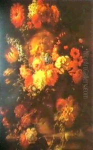 Still-life Of Flowers In A Sculpted Urn On A Ledge by Jan-Baptiste Bosschaert