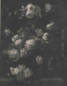 Bouquet De Fleurs Dans Une Urne Sur Un Entablement