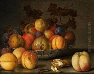 Composition Au Plat De Peches, Pommes Et Prunes by Johannes Bosschaert