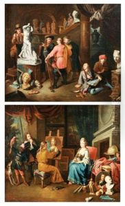 L'atelier Du Sculpteur (+ L'atelier Du Peintre; Pair) by Balthasar Van Den Bossche