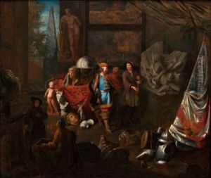 Atelier Of A Sculptor (+ Atelier Of A Painter; Pair) by Balthasar Van Den Bossche