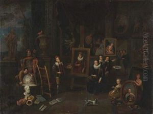L'atelier Du Peintre (+ L'atelier Du Sculpteur; Pair) by Balthasar Van Den Bossche