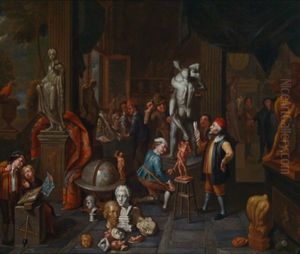 Besucher Im Atelier Des Bildhauers by Balthasar Van Den Bossche