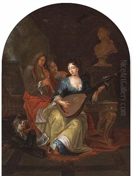 An Elegant Company Making Music On A Terrace - view 1