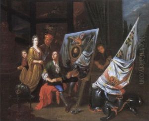 An Artist's Studio by Balthasar Van Den Bossche