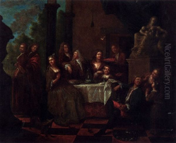 Elegant Company At A Table On A Terrace - view 1