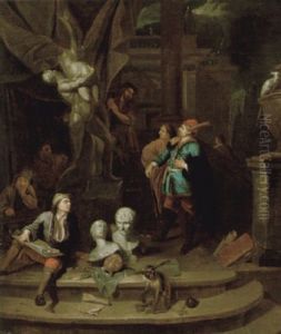 Besucher Im Atelier Eines Bildhauers by Balthasar Van Den Bossche
