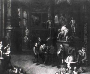 Im Bildhauer-atelier Sitzt Der Meister Mit Den Schulern by Balthasar Van Den Bossche