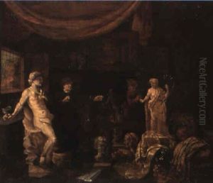 Interior Med Skulptor I Arbete by Balthasar Van Den Bossche