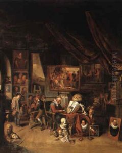 Artists At Work In A Studio by Balthasar Van Den Bossche