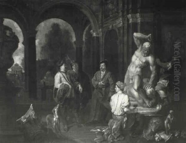 Gentlemen Visiting A Sculptor's Studio - view 1