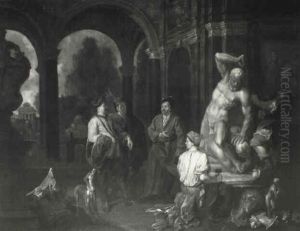 Gentlemen Visiting A Sculptor's Studio by Balthasar Van Den Bossche