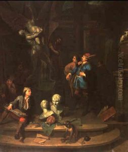 Vornehmer Besuch Im Ateliers Des Bildhauers by Balthasar Van Den Bossche