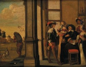 La Remise De La Dote (+ Scene De Cour; Pair) by Abraham Bosse