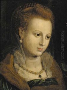 Portrait Of A Lady Wearing A Pearl Necklace