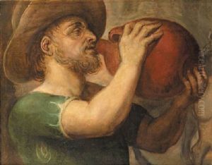 A Man In A Hat With A Jug