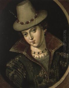 Portrait Of A Lady, Quarter-length, Wearing A Hat And Embroidered Jacket
