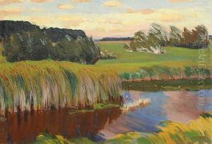 Along The River Bank by Arkadij Aleksandrovic Rylov