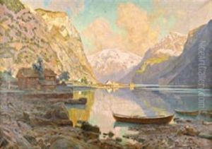 Fjordlandschaft In Expressiver Farbgebung by Karl Boessenroth