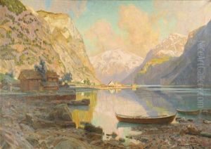 Stimmungsvolle Fjordlandschaft In Expressiver Farbgebung by Karl Boessenroth