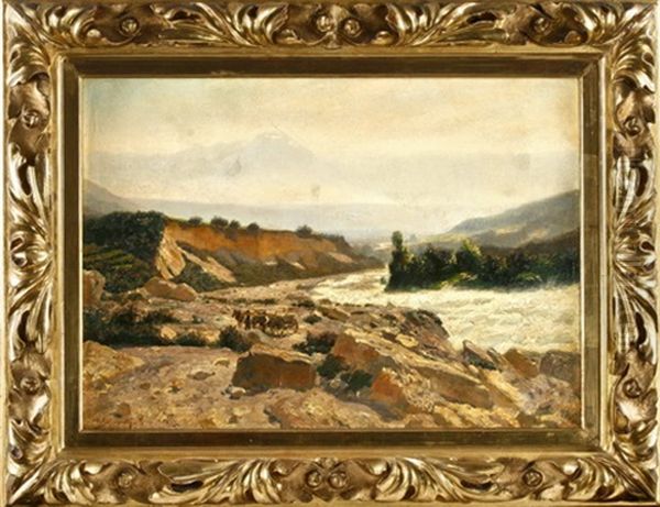 Tiroler Landschaft Mit Figurenstaffage - view 1