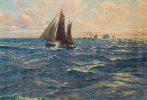 Fishing Boat In The North Sea by Karl Boessenroth