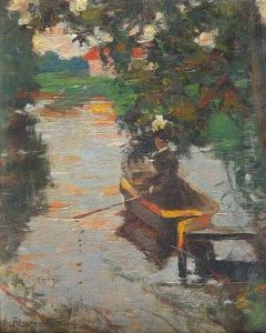 Frau Im Ruderboot by Karl Boessenroth