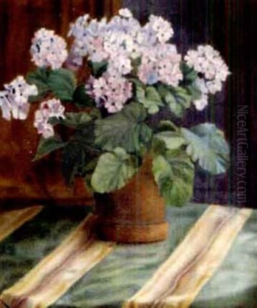 Blumentopf Auf Gestreifter Decke - view 1