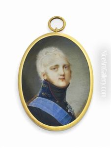 Alexander I (1777-1825), Emperor Of Russia, In Red-trimmed Black Coat With Gold Embroidered Collar, Wearing The Blue Moire Sash And Breast-star Of The Imperial Russian Order Of St. Andrew by Domenico Bossi