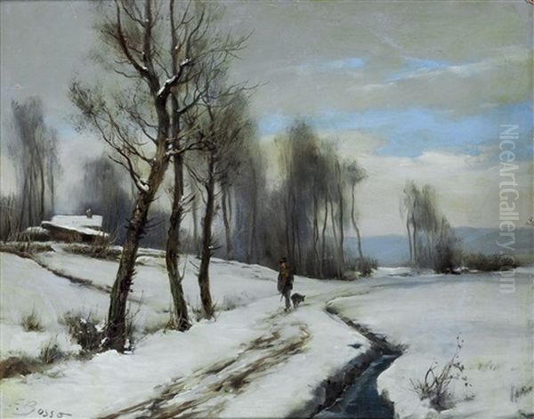 Paesaggio Innevato Con Cacciatore - view 1