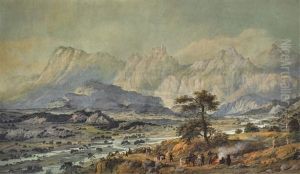 View Of The Caucasus With The Terek River by Carlo Bossoli
