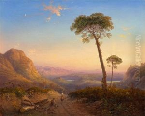 Broad Landscape In The Alban Hills Near Rome In The Early Hours by Carlo Bossoli
